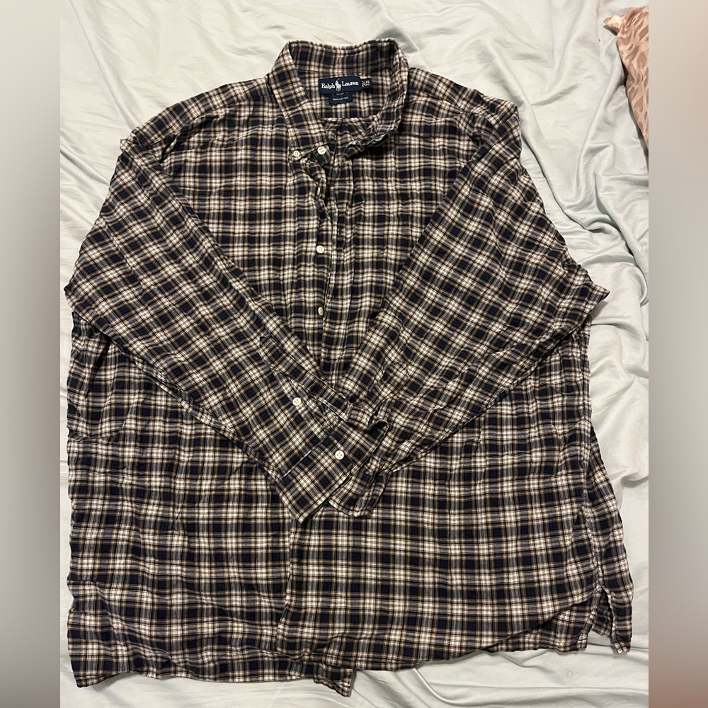 Ralph Lauren Blue and Gold Checkered Shirt